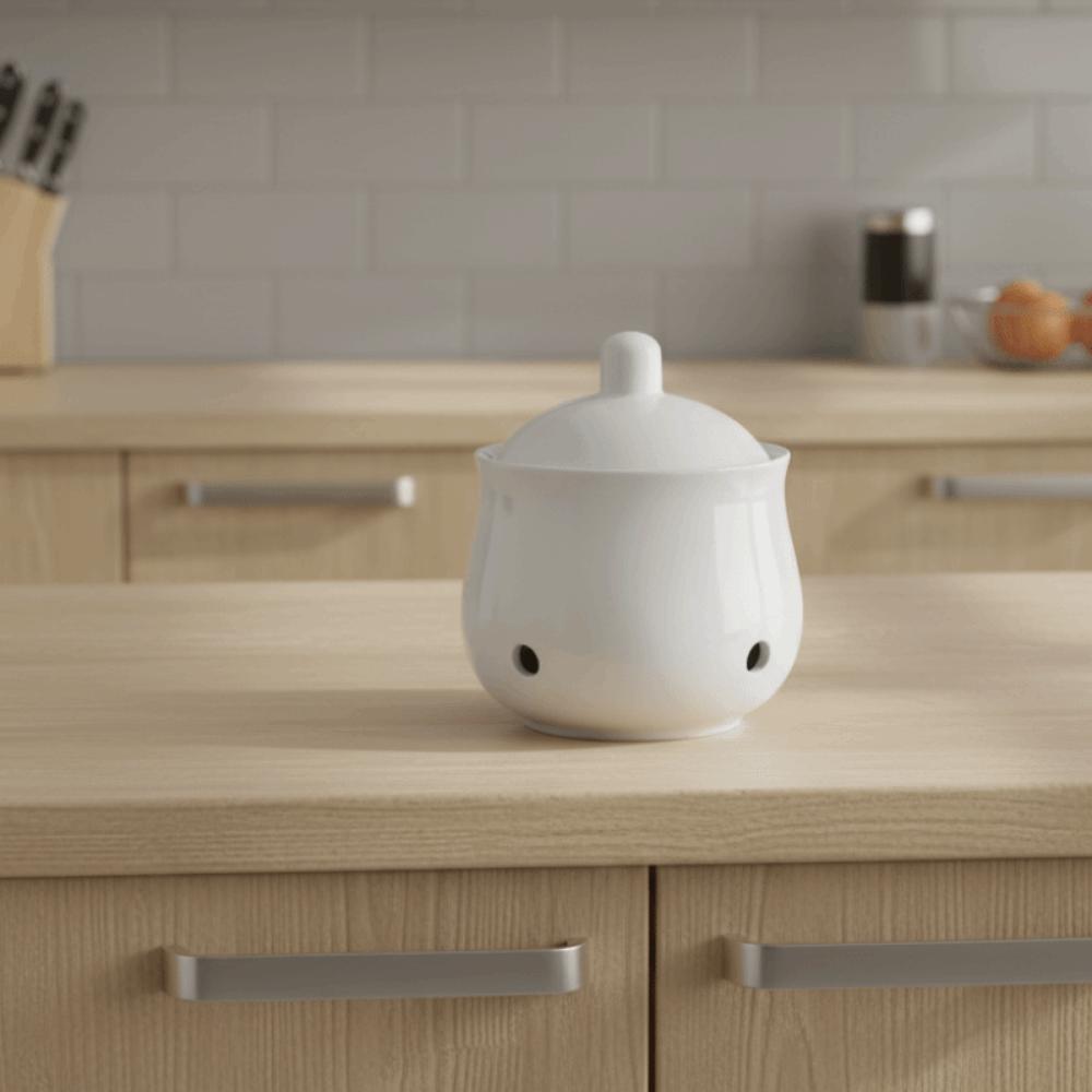 Ceramic Ventilated Garlic Keeper Breathable Garlic Container Household Ginger Jar Countertop