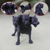 Fantasy Dog Figure 3D Printed Three-Headed Figurine, 3 Heads Black Sculpture, Red Eye Figurine Horror Mythical Animal Ornament for Home