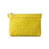 Bottega Veneta Intrecciato Woven Zip Leather Pouch Men Clutch Yellow Apricot 651854V0E512671