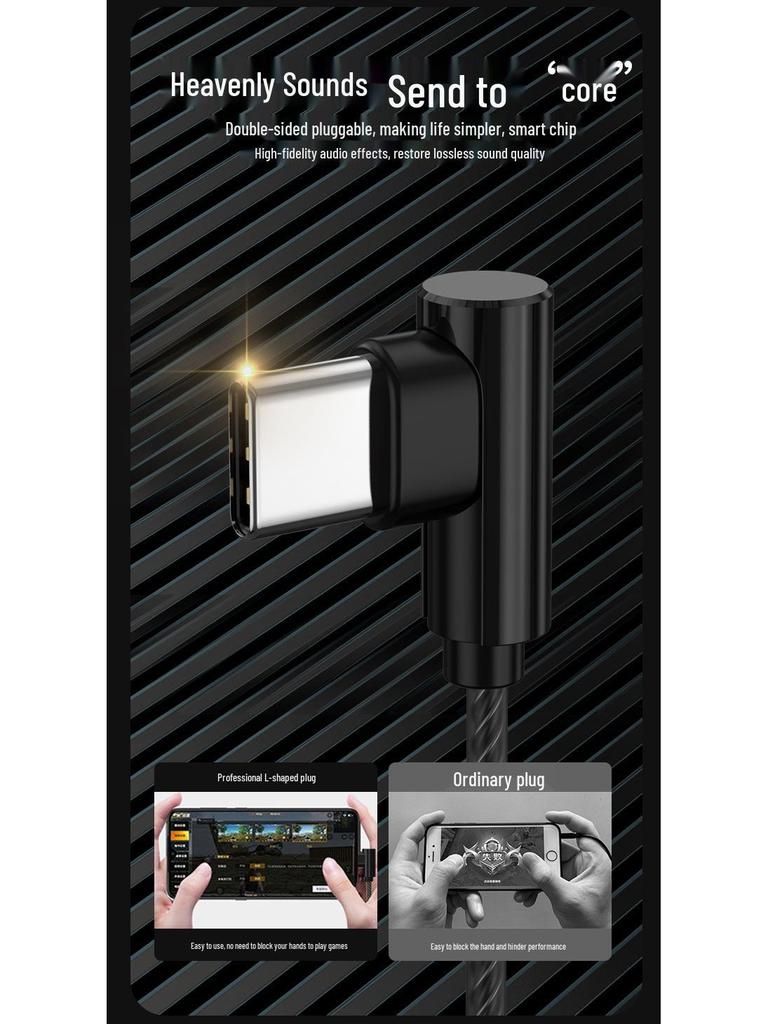 S61Type-C Quad-Core Dual Dynamic Wired Over-Ear Earphones with Digital Chip