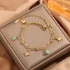 Meichen2024New European and American Style Titanium Steel Geometric Blue Turquoise Oval Sun and Star Pendant Jewelry Bracelet