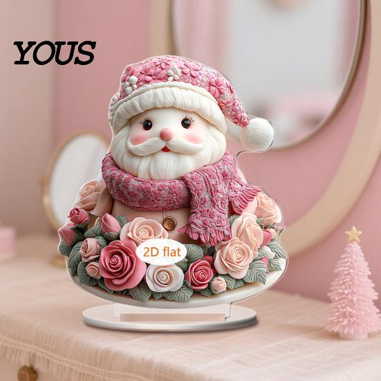 Religious Holiday Gift Christmas Theme 2D Ornament, Double-sided Acrylic Decoration, Desktop Decor Stable Base Ornament for Home Office Table Standing