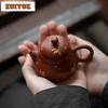 100ml Traditional Purple Clay Teapots Handmade Gold Stamp Orchid Pot Raw Ore Zhu Mud Tea Making Kettle Zisha Tea Set Tableware