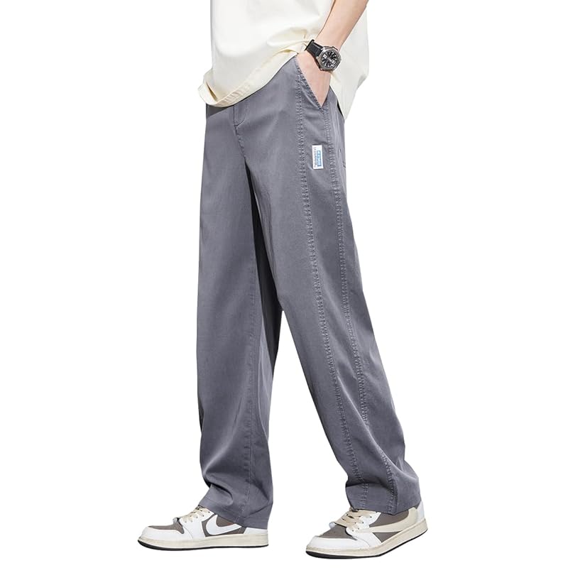 

[HMT] pants men s wide pants summer clothes easy pants cool Trousers large size sarouel pants Relaxing bottoms Plain color straight pants long pants