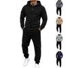 Men's Casual Patchwork Hoodie and Sweatpants Set, Versatile Outfit