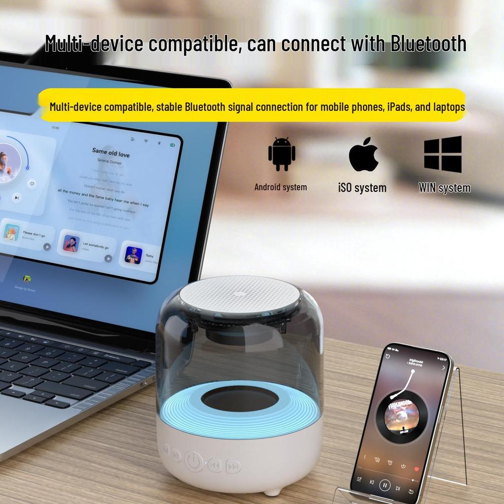 AI Bluetooth Smart Speaker with Stereo Sound and Colorful LED Lighting