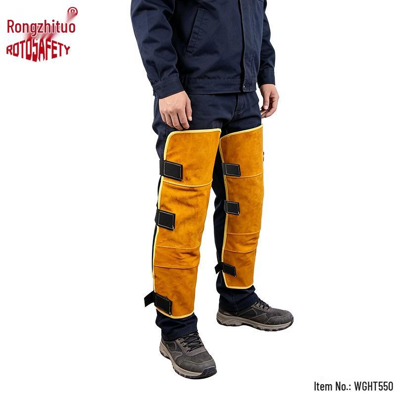 Rindsleder Schweißbeinlinge: Feuerfeste, hitzebeständige, verbrühungssichere Knieschoner für Schweißer One size; 57cm cowhide leg guards