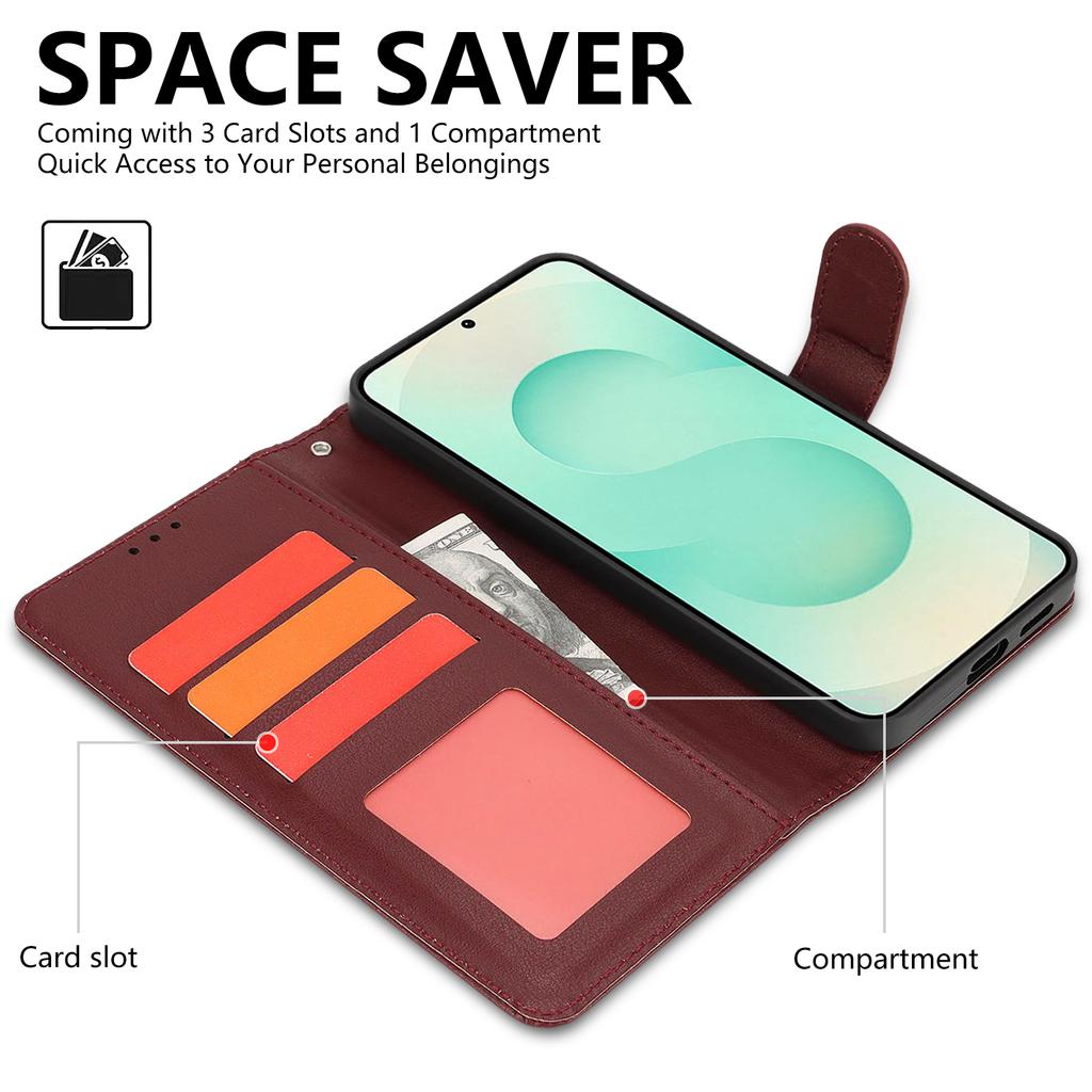 For Samsung Galaxy A25 5G (Global) (161.0mm) Case RFID Blocking Flip Leather Phone Cover with Wrist Strap