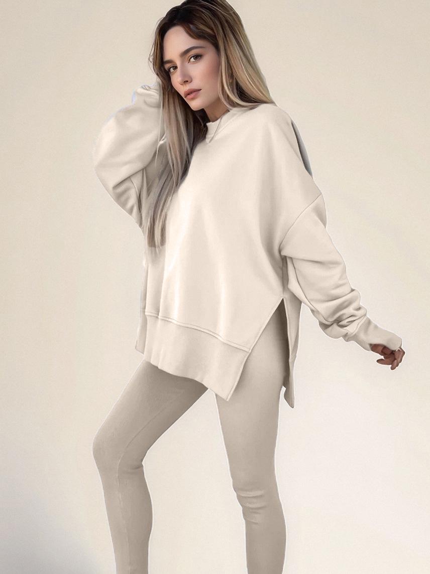 

Women s Casual Loose Long Sleeve Slit Top & Skinny Pants Set - 2025 Autumn/Winter Collection S абрикосовый