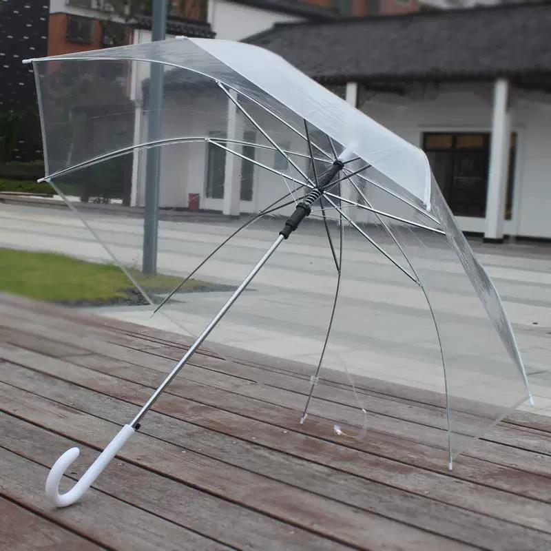 Transparenter Regenschirm, Verdickt und Groß, Automatisch, Transparent, Weiß, Trendig, Unisex, Langer Gerader Griff, Staffelei zum Malen