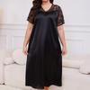 Women's Plus Size Ice Silk Short Sleeve Nightgown - Spring/Summer Home Wear