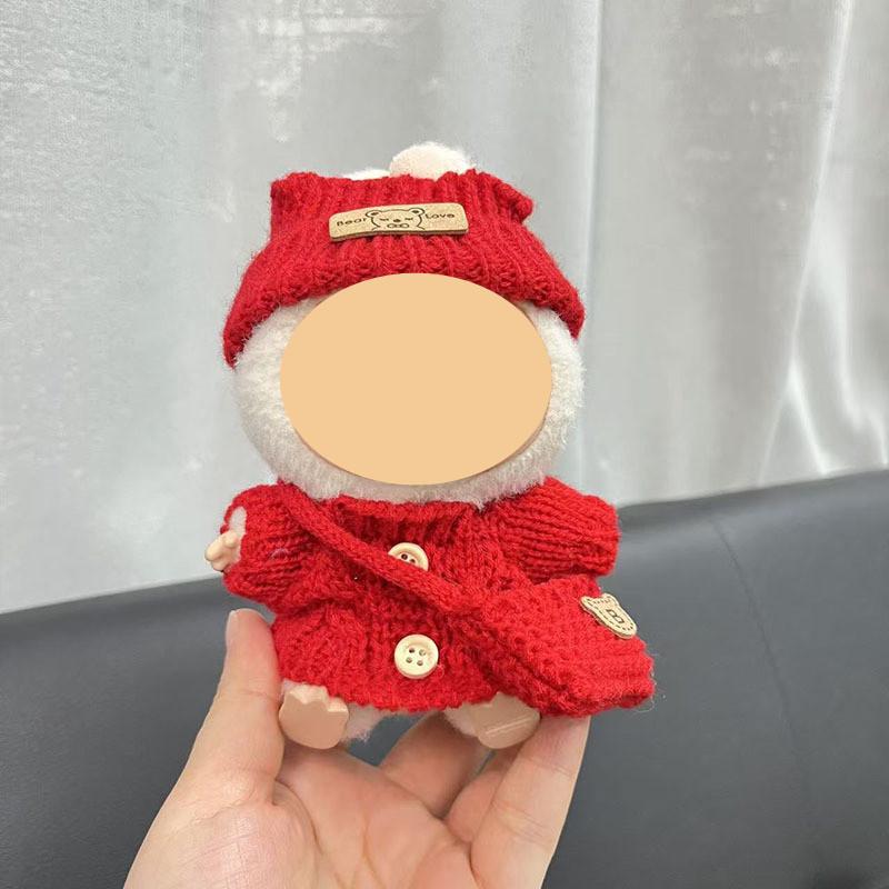 [Cloth Only] Winter Costume Accessories Suit for Plush Doll, New Year's Clothes Festive Sweater, Hat, Bag and Set.