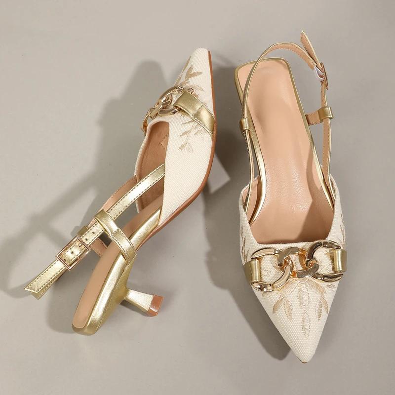 

Новые туфли для женщин, босоножки, летняя мода, вышивка, туфли на тонком каблуке, туфли-лодочки, женская повседневная обувь на высоком каблуке, повседневная обувь 36