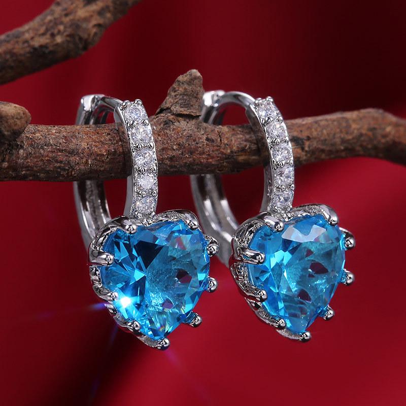 

Разноцветные серьги-кристаллы в форме сердца из циркона - Модные украшения в виде персикового сердца