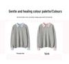 Women's 100% Pure Cashmere Color Block Polo Collar Sweater - Long Sleeve Knit Pullover for Autumn/Winter