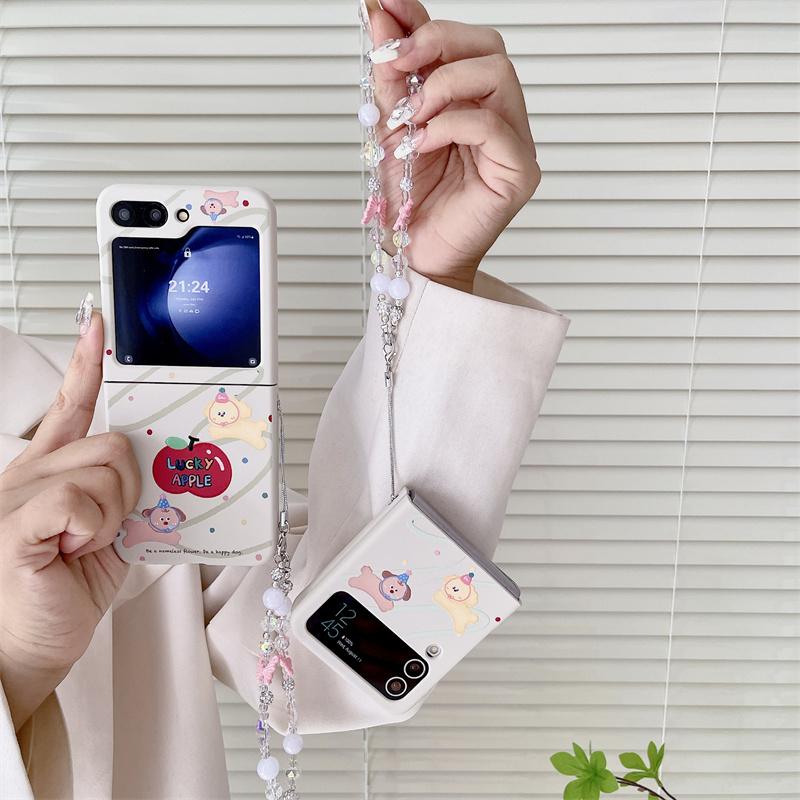 For Samsung Galaxy Z Flip 3 4 5 6 Case Z Flip5 ZFlip 5 ZFlip5 Cute Dog Bracelet Shockproof Back Cover