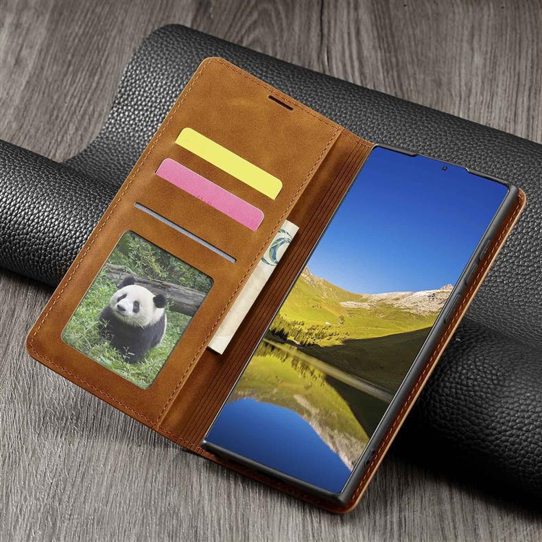 Samsung S25 Flip Phone Lederhülle: S24 Ultra Magnetischer Kartensteckplatz Ständer Schutzhülle A17 Hautgefühl.