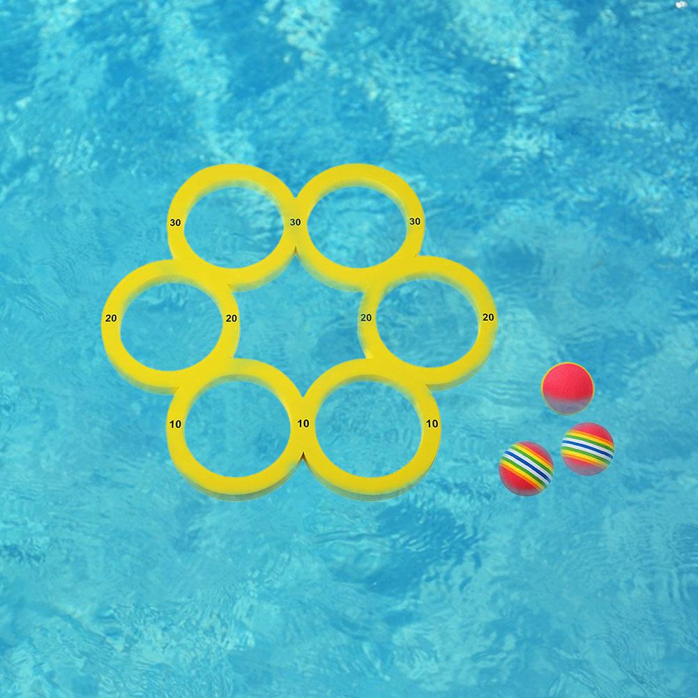Swim Pool Toys Games Set with 10 Balls EVA Throwing Circle Water Sports Toys Floating Pool Water Toys for Kids Adults Water Game