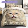 Persian Cat Pattern Bedding Quilt Set Quilt Cover Pillowcase Home Decoration Gift (1 * duvet cover + 2 * pillowcase, without core)