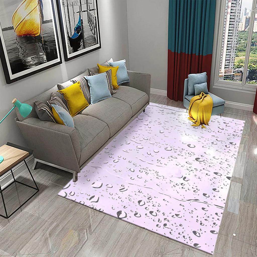 3D Water Drops on Glass Carpet for Bathroom Toilet Entrance Non-slip Rugs Kitchen Bedroom Living Room Decoration Floor Area Mats