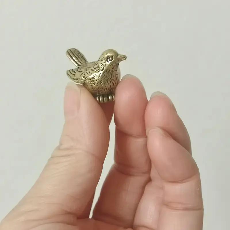 2pcs Small Brass Sparrow Ornaments, Bronze Sparrow Sculpture, Brass Bird Statue, Office Tea Set Table Home Decoration Ornaments