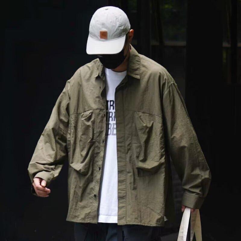 2024 Letter Long Sleeve Shirt Japanese Hong Kong Style Ins Loose Shirt Boys Summer Trendy Versatile Casual Coat