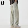 izzue it Men's Loose Straight-Leg Light Wash Jeans