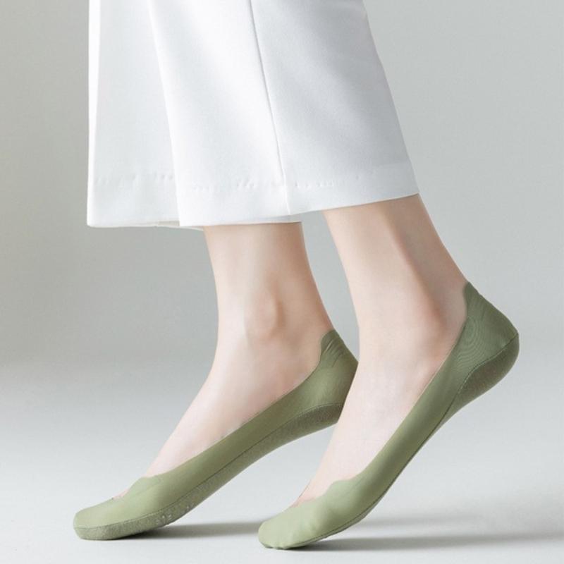 Boat Socks for Women Protect Toes Ice Silk Invisible Socks Thin Silicone Non-slip Anti-wear Feet Socks