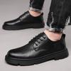Fashion Spring Autumn Big Head Cargo Shoes for Men Solid Color Leisure Driving Shoes Male Soft Soles Business Round Toe Leather Shoe Man