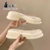 Korean version of high-end niche transparent cool slippers women's new thick-soled heightening casual one-word slippers in summer 2025