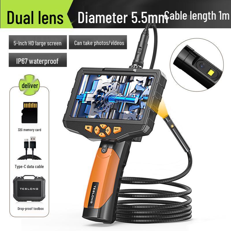 Adjustable Industrial Endoscope with 7.6mm Lens - 5m High-Definition Pipeline Inspection Tool