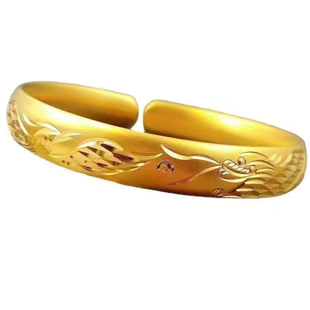 Bracciale Aperto Drago e Fenice Dorati: Regalo Elegante, Versatile e Propizio per Donne e Mamme