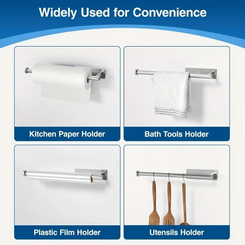 Paper Towel Holders Stainless Steel Roll Holder Paper Towels Self-Adhesive Under Cabinet for Kitchen Storage and Organization