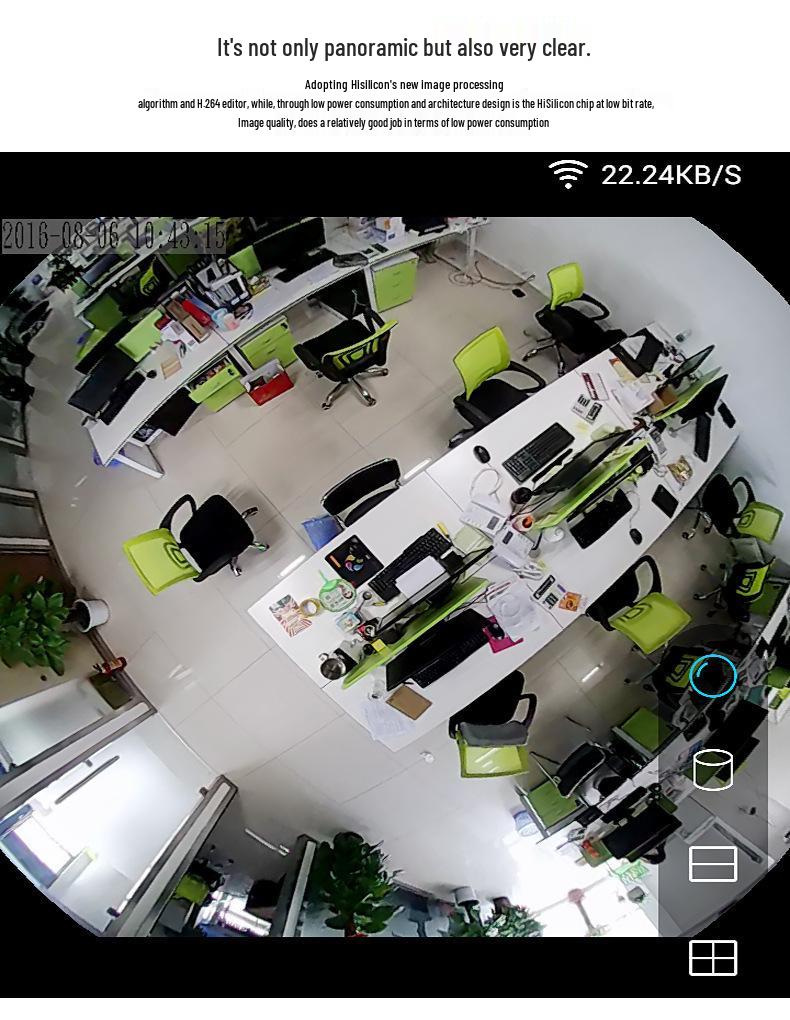 360° HD Panoramic Indoor Fisheye Camera with Wide-Angle Monitoring