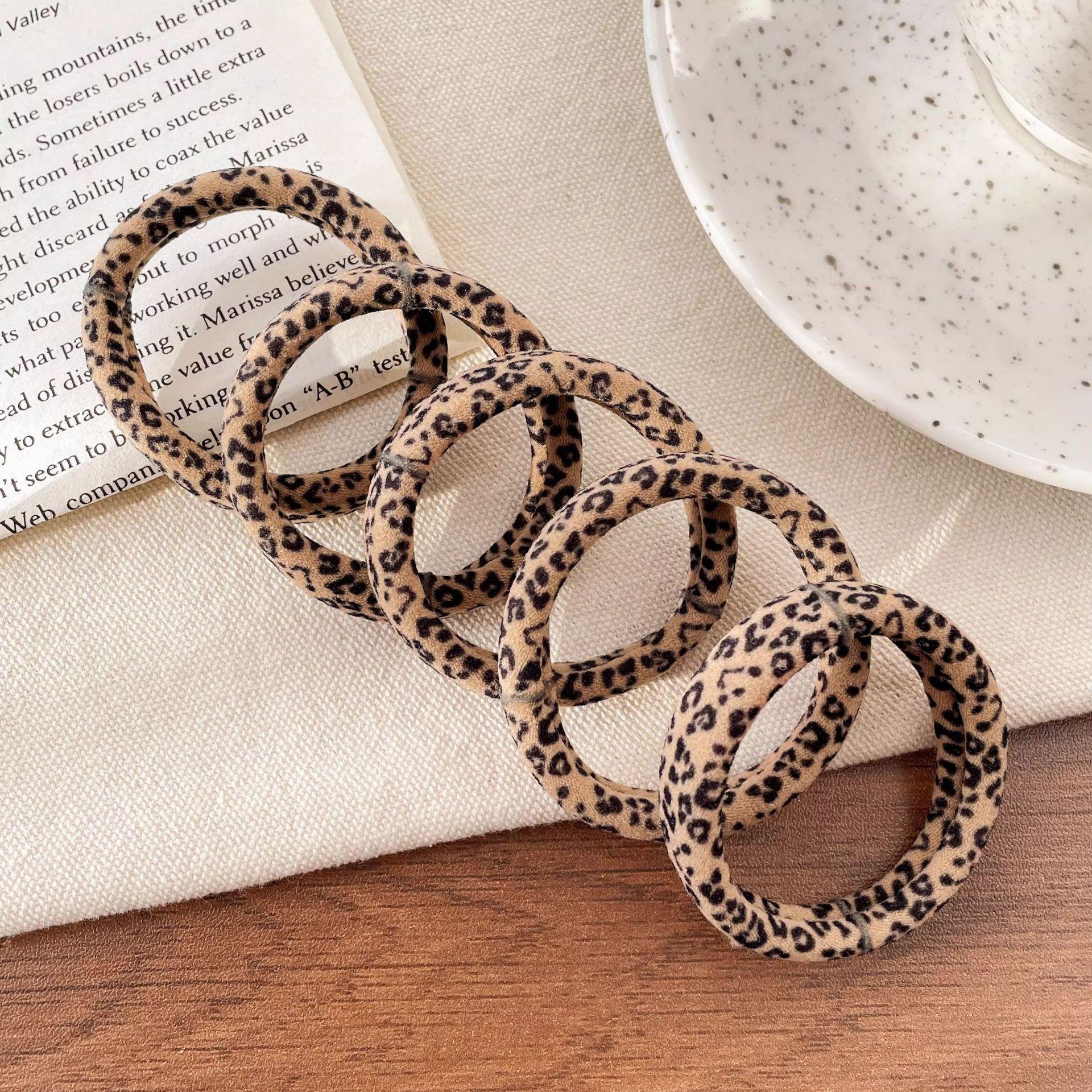 

10 шт./лот Резинки для волос с леопардовым принтом, эластичные, резинки-скранчи, женские, высокая эластичность, держатель для хвостика, кольца для волос, веревочные аксессуары