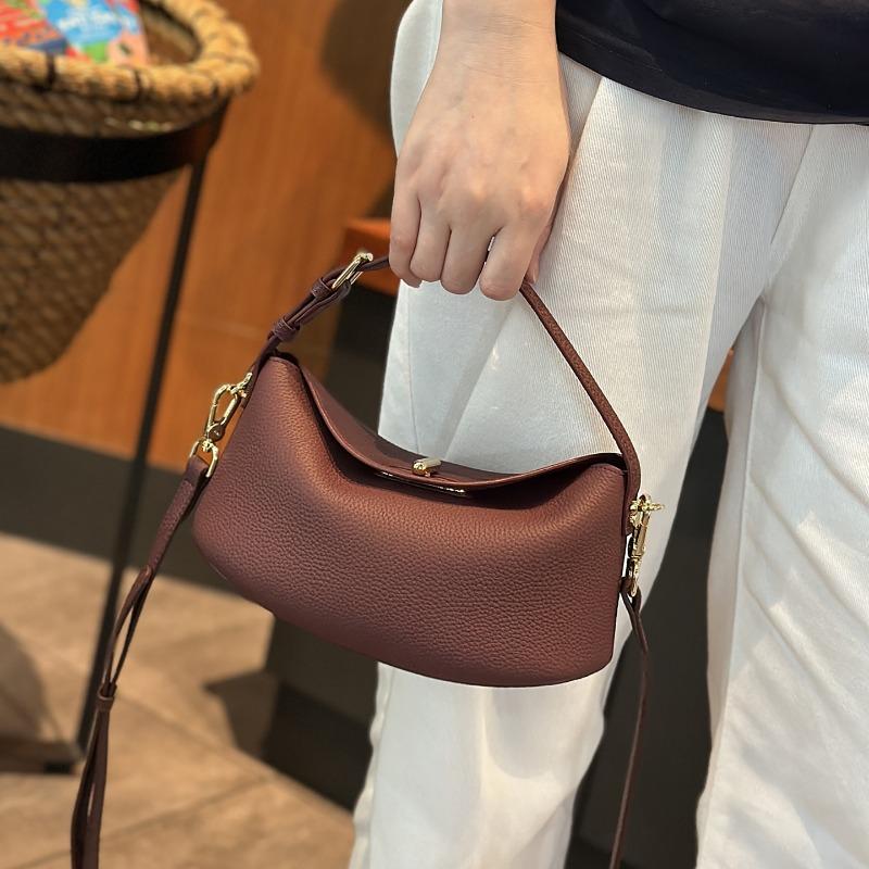 Genuine Leather Women's Crossbody Bag Fashionable Hand-held Bucket Bag Light and Casual Single-shoulder Bag