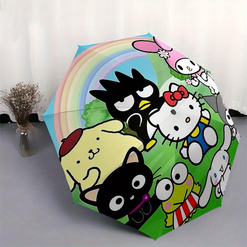 Hello Kitty, Sanrio Characters Automatic Opening and Closing Folding Umbrella with 8-rib Frame and Compact Travel Design, Perfect for All Oc