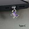 Beautiful Butterfly Phone Dust Plug Accessories Decoration Hanging Pendant for IPhone for Samsung Type-C Charging Port
