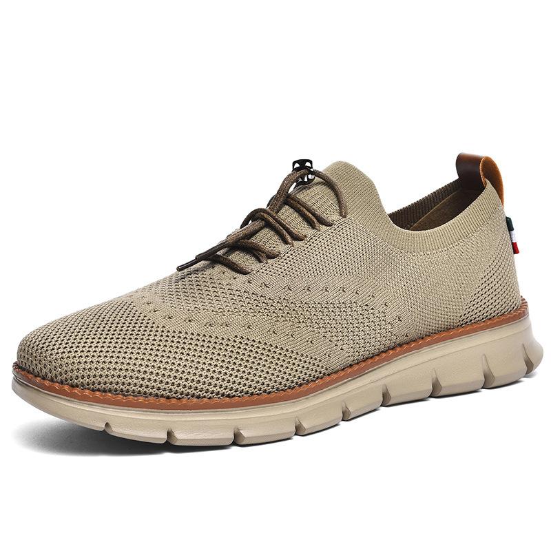 New British style men's shoes summer breathable sports shoes fly-woven mesh shoes men's large size running shoes