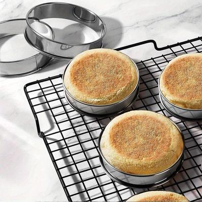 2 Pezzi/Set Acciaio Inossidabile Doppio Bordo Arrotolato Cerchio da Forno Anello per Crostata Torta di Frutta Torta Biscotti Stampi per Cucina Biscotto Pasticceria