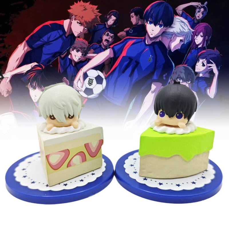 Blue 5pcs Lock Character Cake Toy Model Desktop Decoration Pvc Material Gift