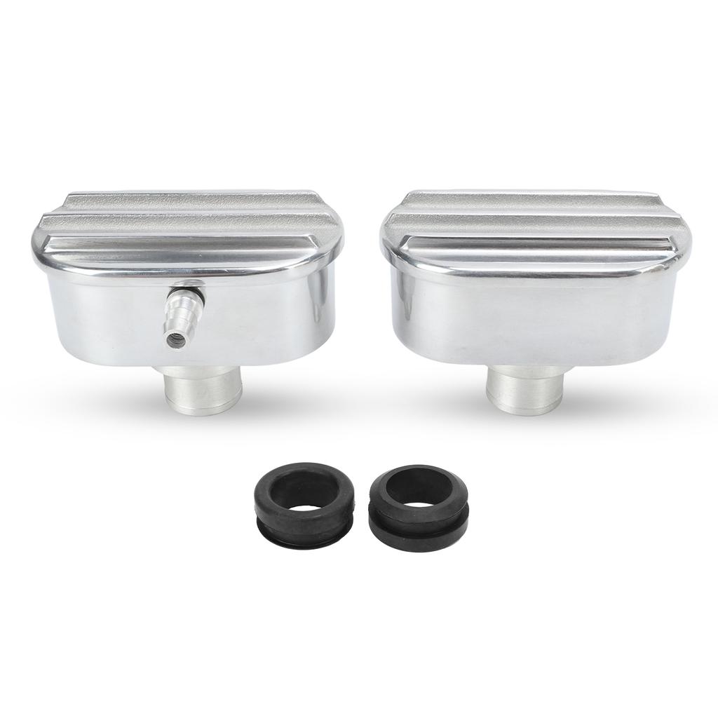Aluminum Valve Cover Breather PCV Combo Kit Finned Oval Polished 6100FP for Replacement