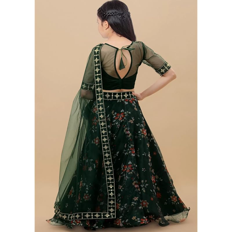 Set Lehenga Choli Tradizionale Designer per Bambina con Manica Suppar