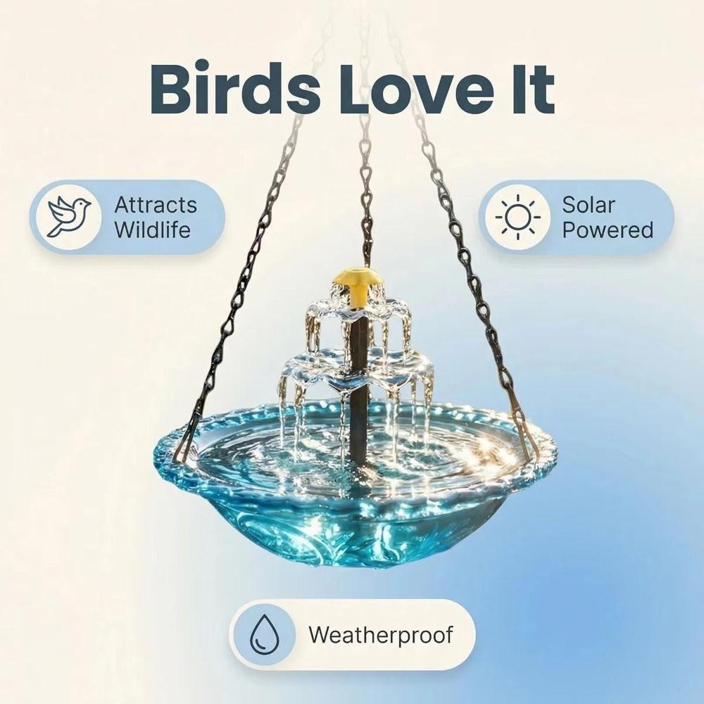 Household Solar Bird Bath Floating Water Feature Hummingbird Bathing Bowl Yard Decoration