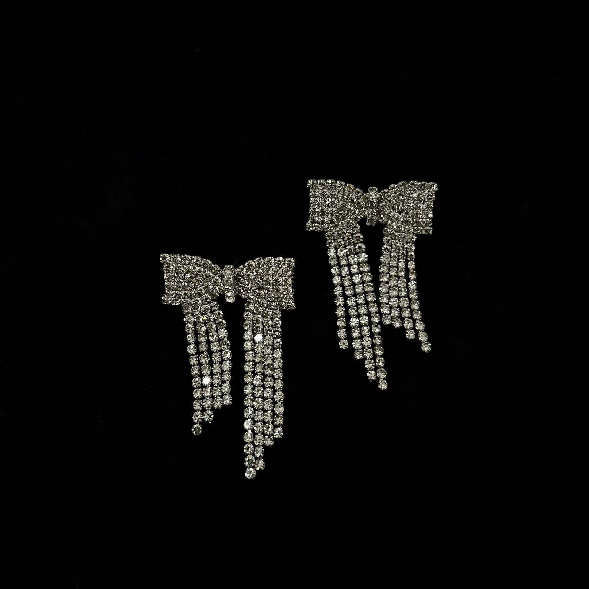 High-End Rhinestone Butterfly Tassel Earrings for Women