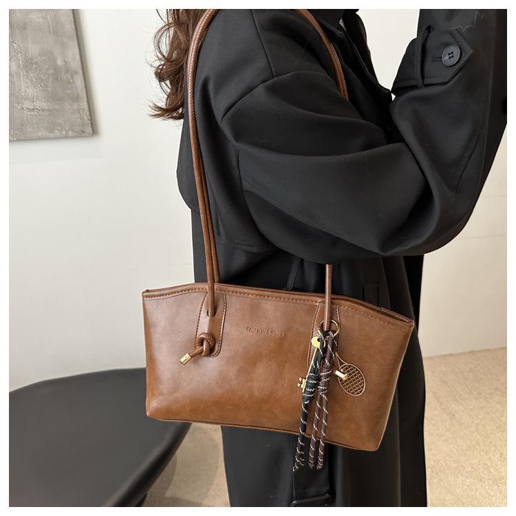 Women's Vintage Faux Leather Tote Bag, Large Capacity Office Shoulder Handbag, Soft Zipper Closure Work Bag