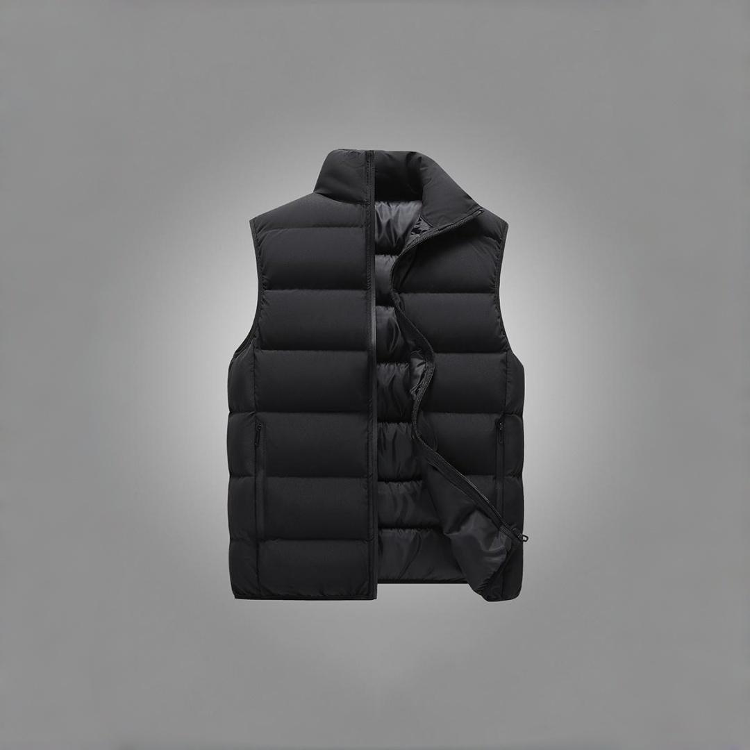 

Модный осенне-зимний жилет со стойкой, утепленным теплым плечом без рукавов, молодежный спортивный и повседневный жилет 5XL чёрный