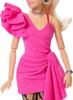 Mattel Barbie Deluxe Style Doll JJN73, Pink Asymmetrical Mini Dress, Black Lace Tights, Blonde Ponytail, Barbiecore, Ages 4+
