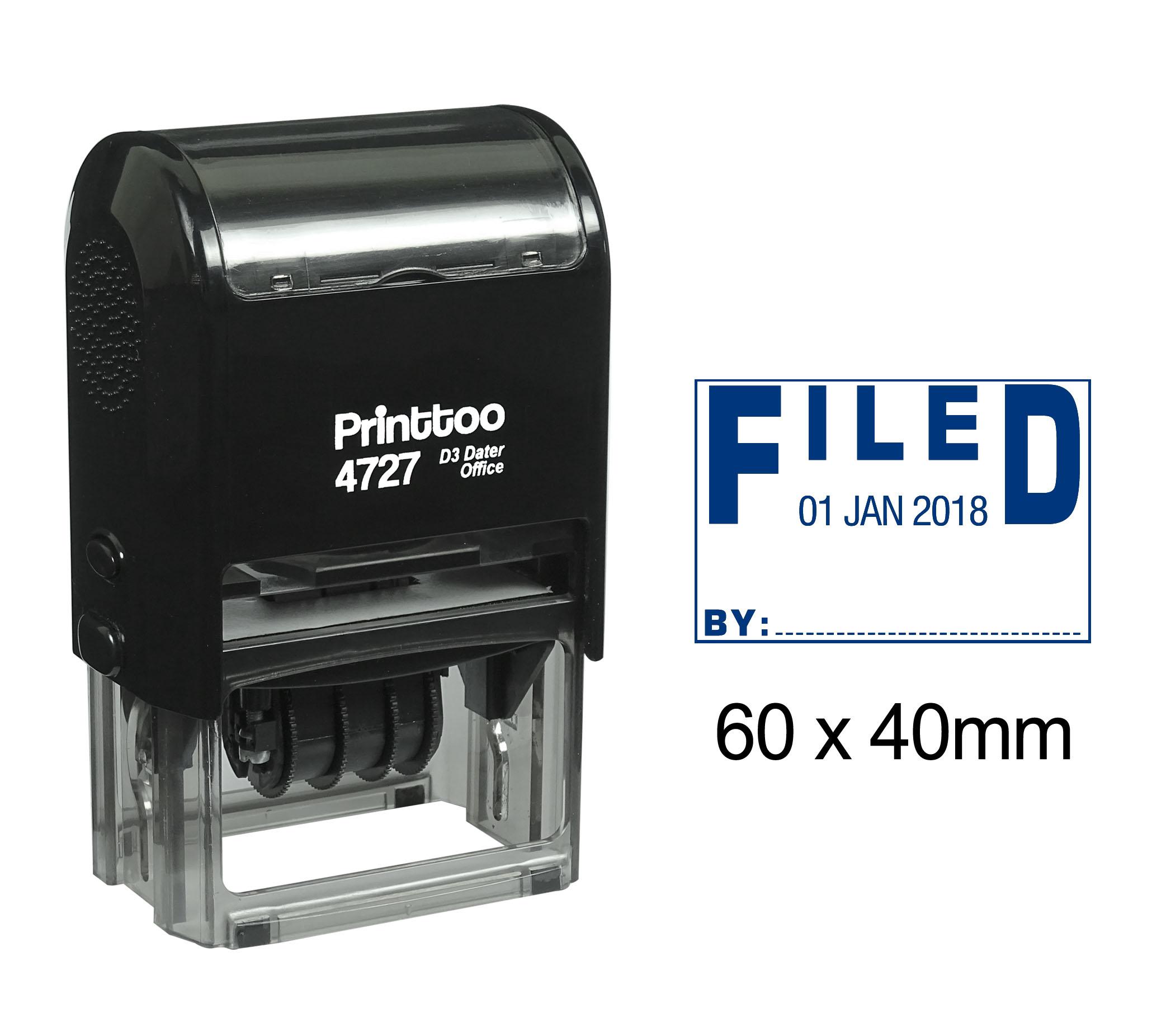 

Printtoo Self Inking Dater Stamp With Filed By Text Office Stationery Date Rubber 60 mm x 40 mm.(Approx) синій
