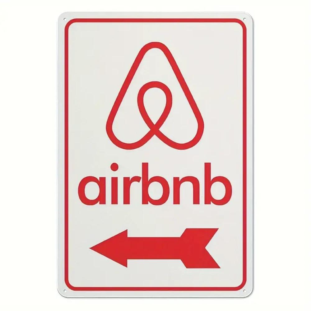 

Vintage Airbnb Metal Sign - Retro Chic Wall Art, White with Red Arrow & Circle, Entryway Home Decor, Tin Plaque 20x30cm（7.8x11.8inch）
